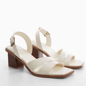 Mango Cream Block Heel Sandals